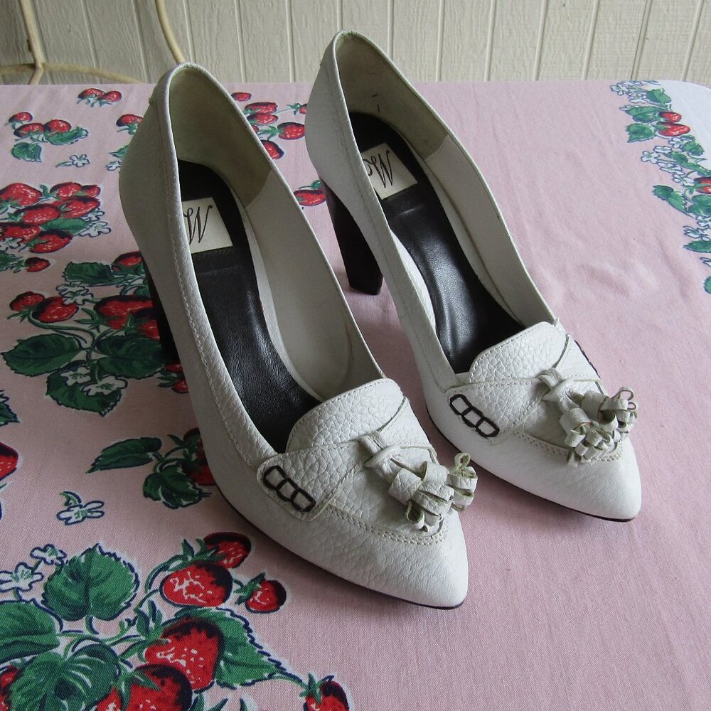 Zara White Leather Heels 37 EU 6.5 US